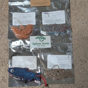 4 Coastal Fish, Leather Eagle Graphite Chevy Apple Fish Shaped  Scented Freshies
